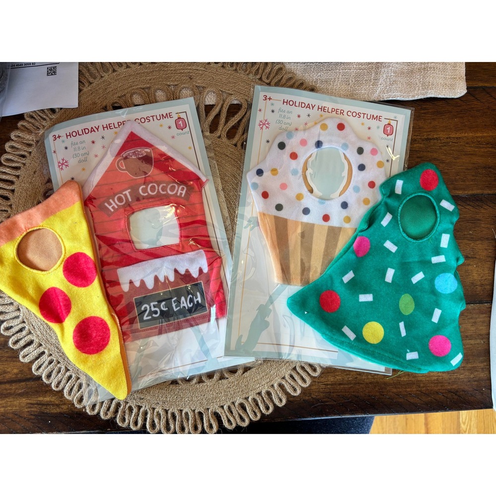 Holiday Helper Elf Costume Set Pizza Hot Cocoa Christmas Tree‎ Cupcake